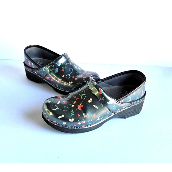 DANSKO LT Pro Clog Hero Patent Sz 38 7.5 8 Multicolor Nursing Medical Uniform - Picture 2 of 16
